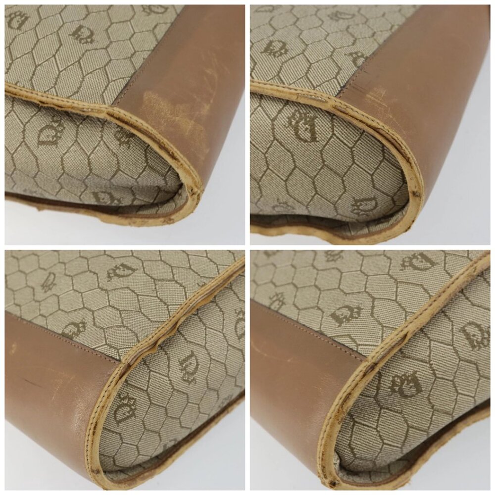 Christian Dior Honeycomb Canvas Shoulder Bag PVC Leather Beige Gold Auth ar13753 - Picture 15 of 16